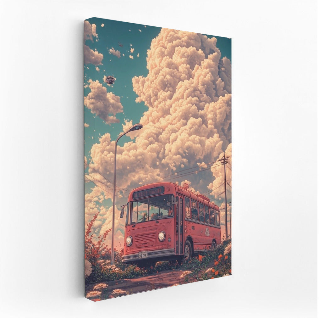 Travel in the Clouds: Retro Bus in the Wild Wilderness