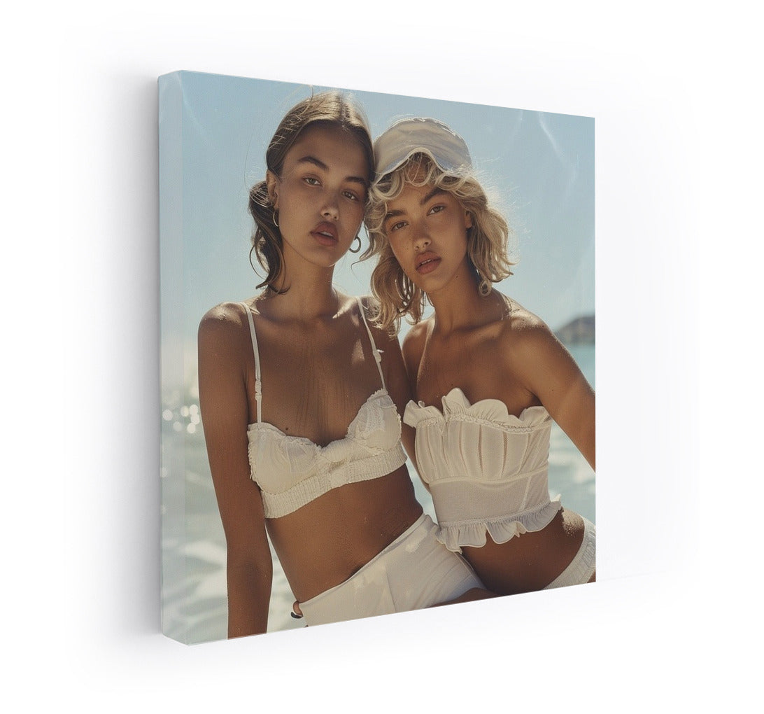 Sunny girlfriends on the azure coast