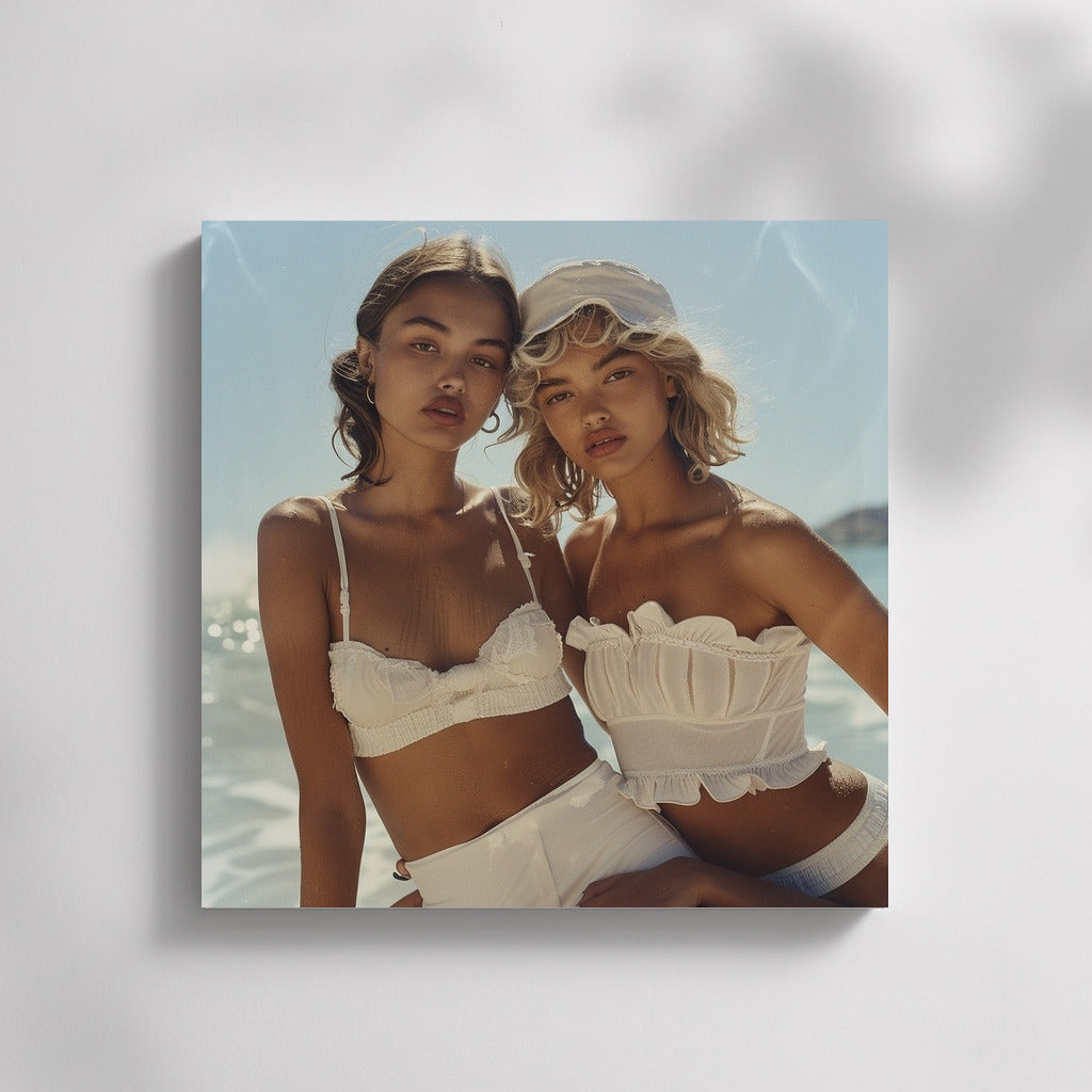Sunny girlfriends on the azure coast