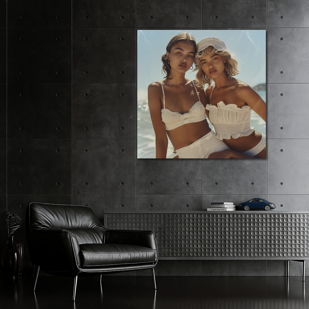 Sunny girlfriends on the azure coast