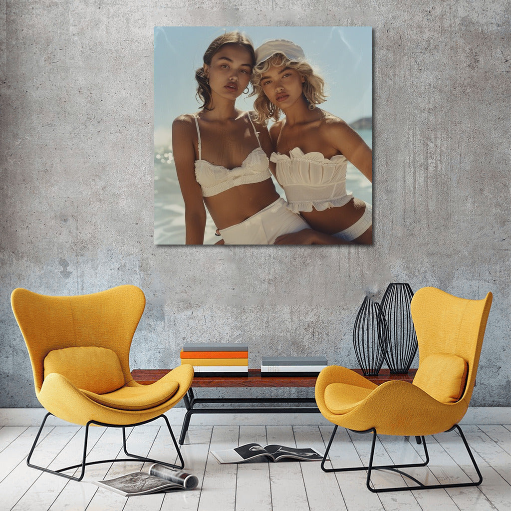 Sunny girlfriends on the azure coast