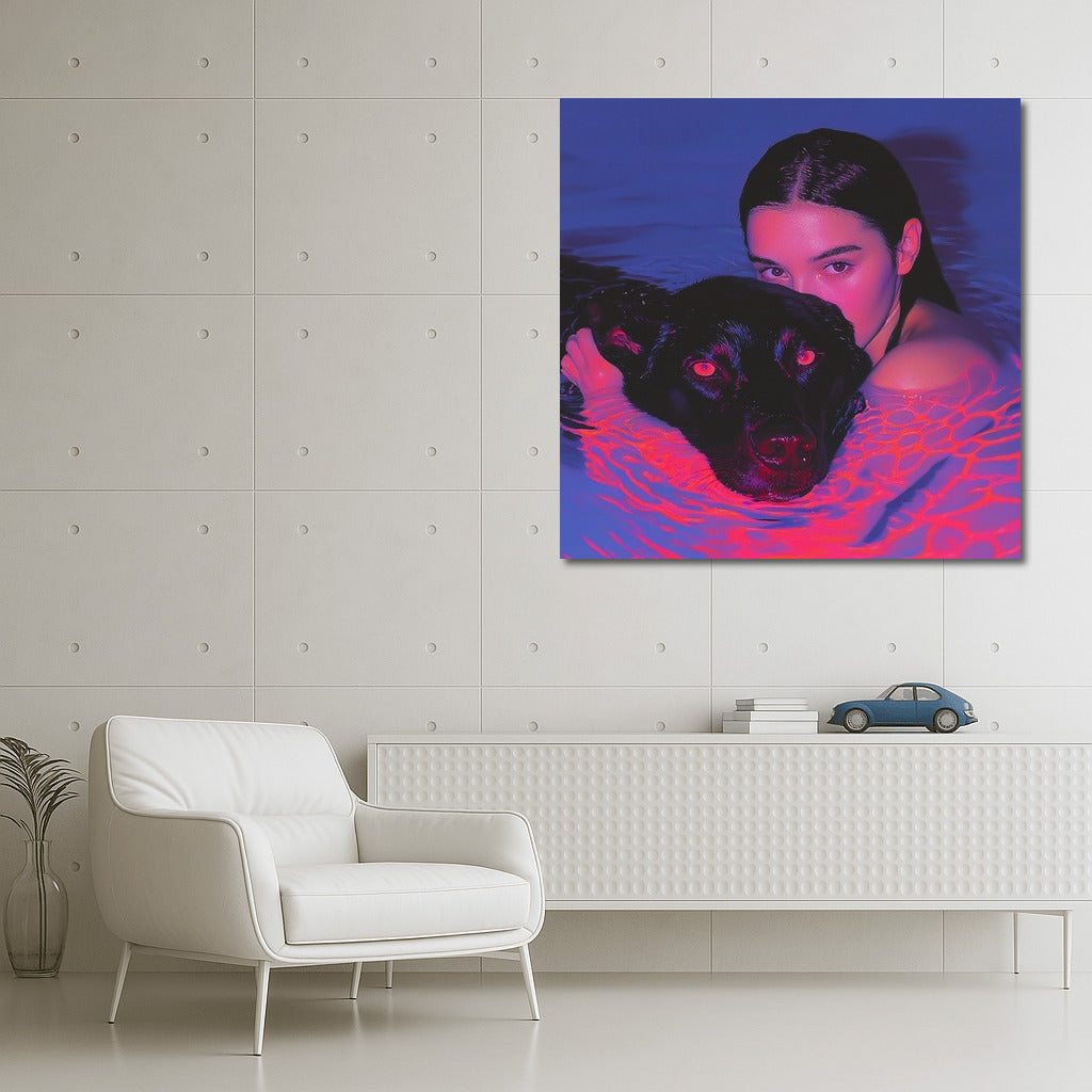 Neon Symphony: Girl and Dog