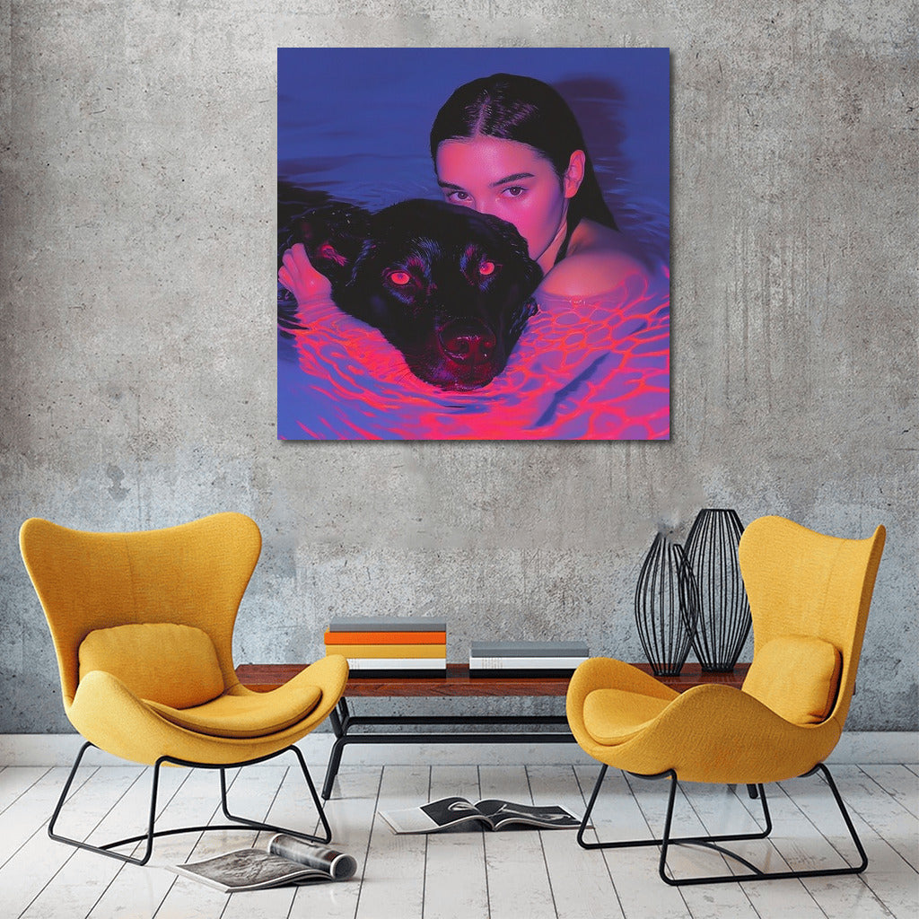Neon Symphony: Girl and Dog