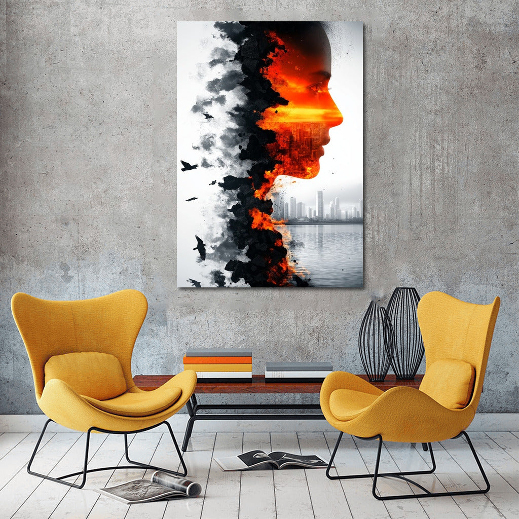 Silhouette Fusion: Sunset Urban Muse