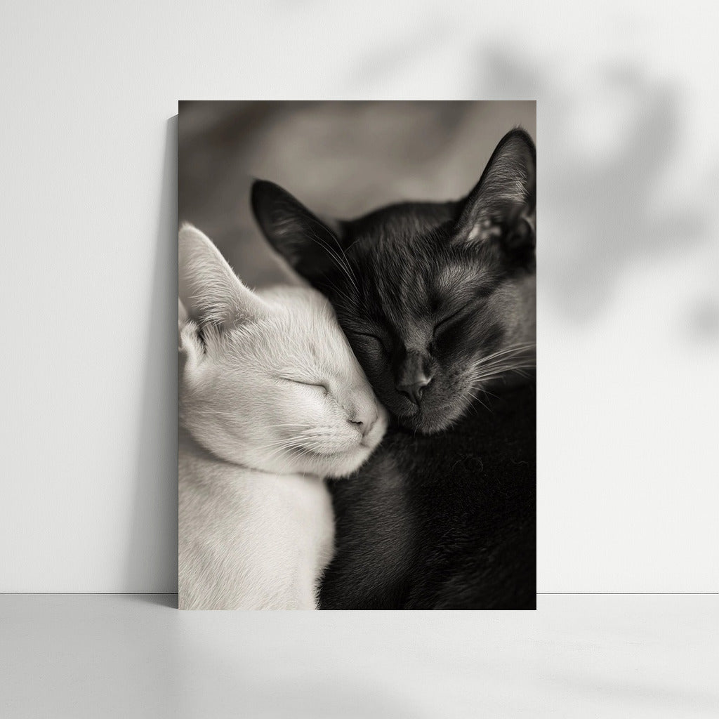 Sleepy Embrace in Black and White