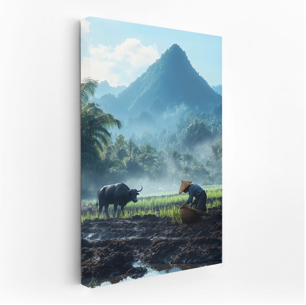 Buffalo in the Embrace of the Morning Mist