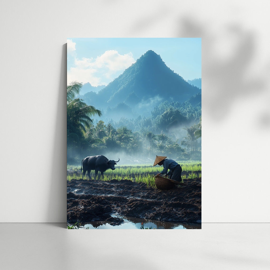 Buffalo in the Embrace of the Morning Mist