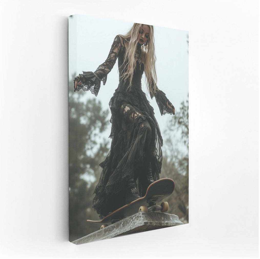 Gothic Skateboarder: Shadow in Motion