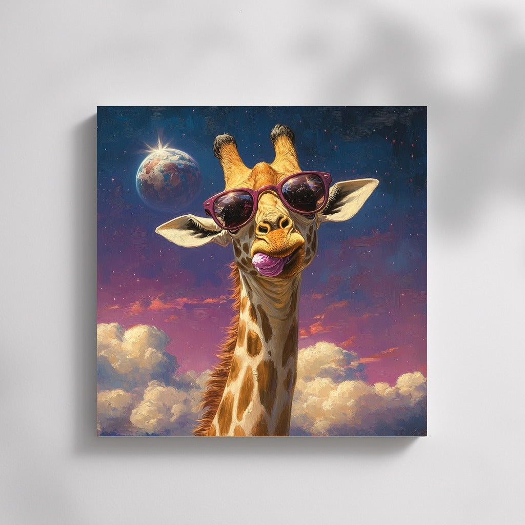 Space Giraffe in Star Glasses