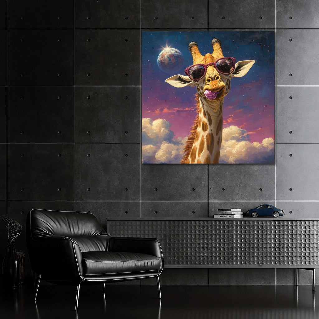 Space Giraffe in Star Glasses