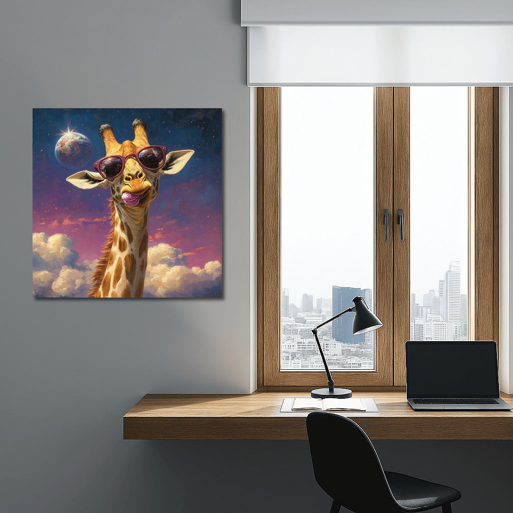 Space Giraffe in Star Glasses