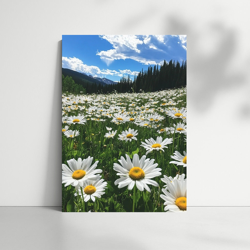 Chamomile sea under the summer sky