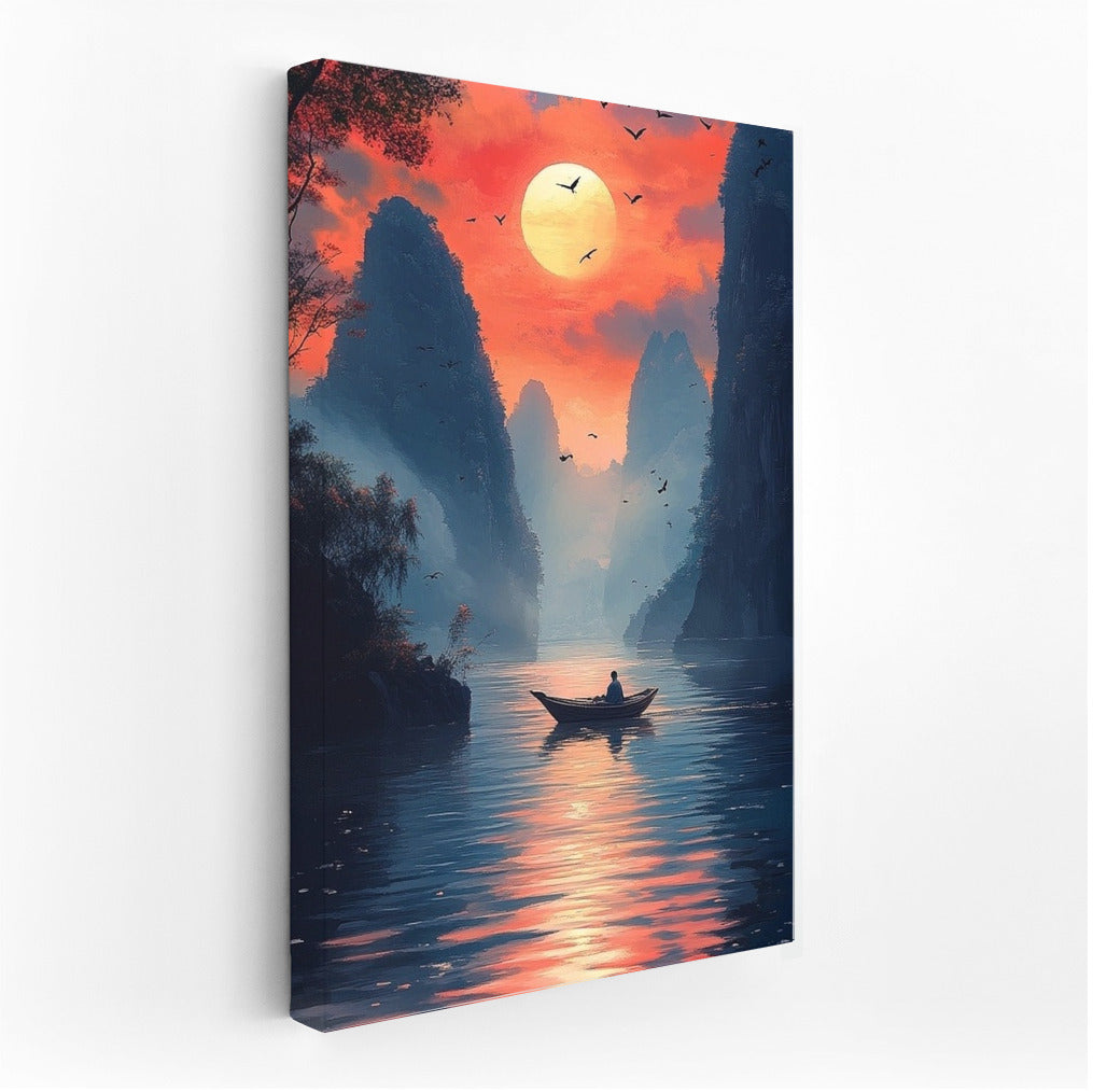 Sail of a dream on the sunset surface