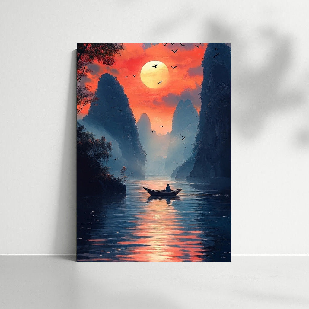 Sail of a dream on the sunset surface