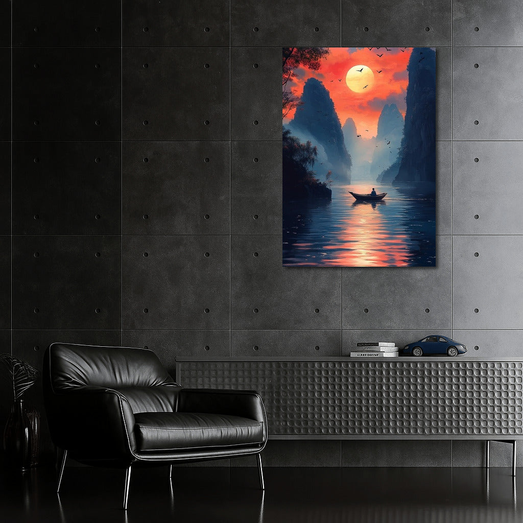Sail of a dream on the sunset surface