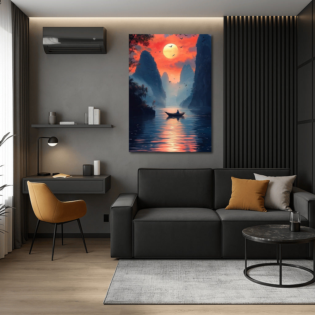 Sail of a dream on the sunset surface