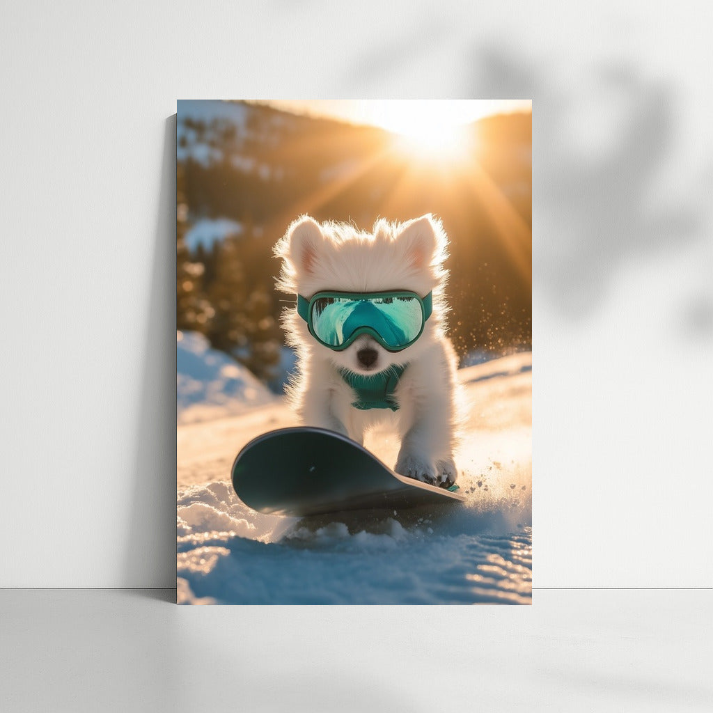 Snow Surfing: Puppy in Flight
