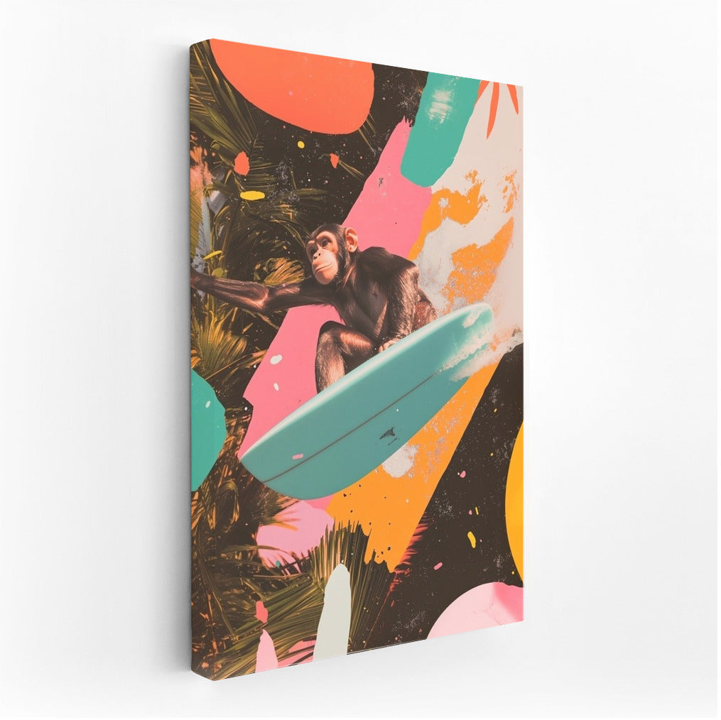 Jungle Surfer: Monkey in a Swirl of Colors