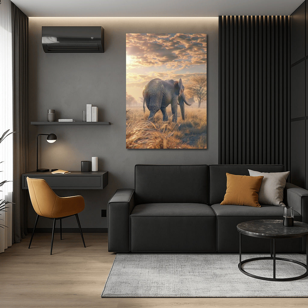 Elephant Under the Golden Sky: The Majesty of the Savannah