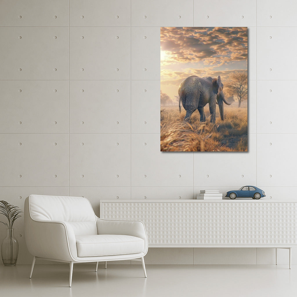 Elephant Under the Golden Sky: The Majesty of the Savannah
