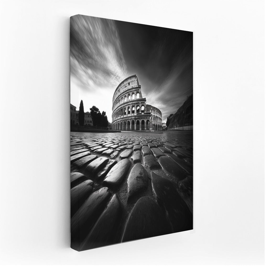 Titan of Time: Colosseum in Black and White Symphony