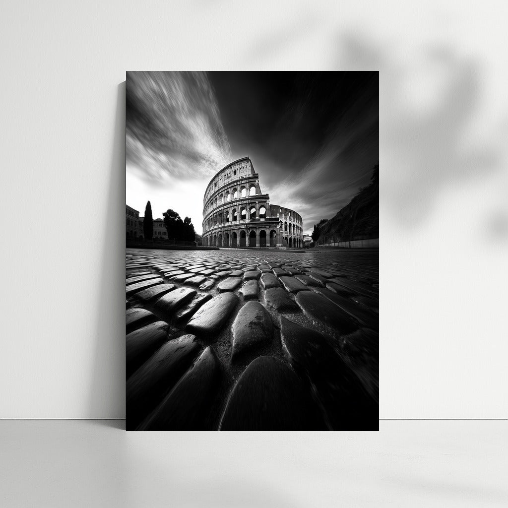 Titan of Time: Colosseum in Black and White Symphony