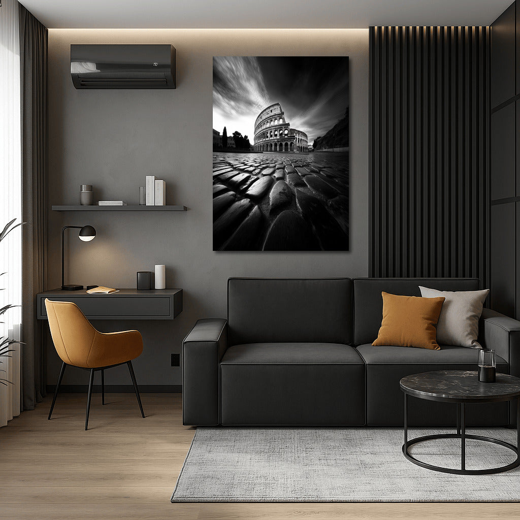 Titan of Time: Colosseum in Black and White Symphony