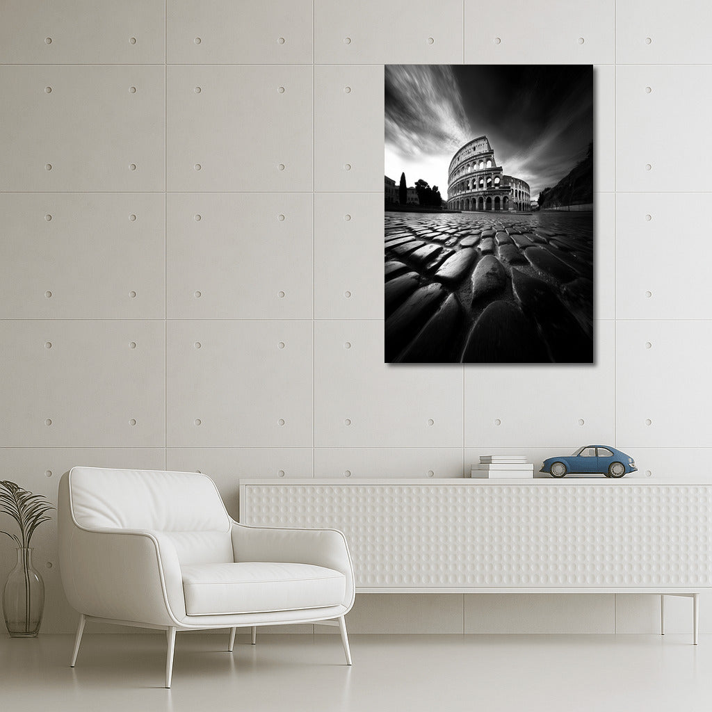 Titan of Time: Colosseum in Black and White Symphony