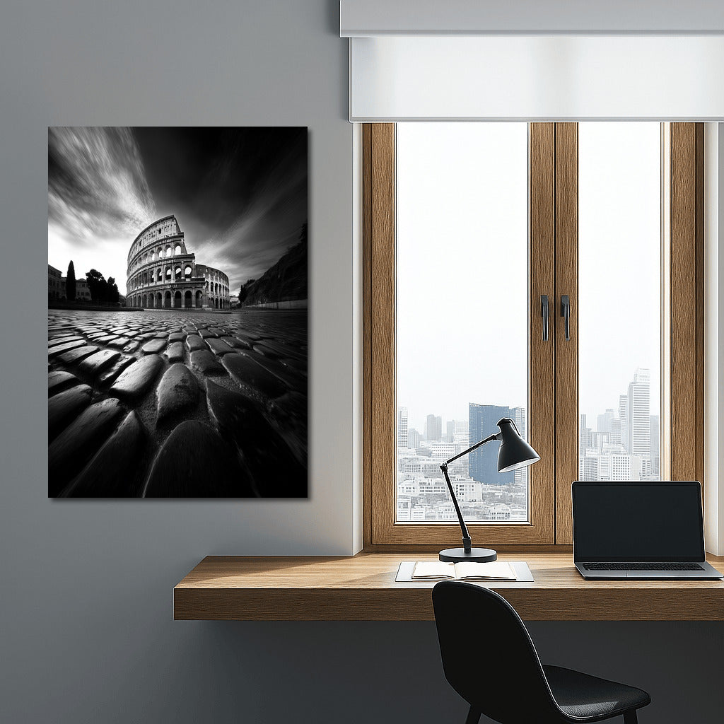 Titan of Time: Colosseum in Black and White Symphony