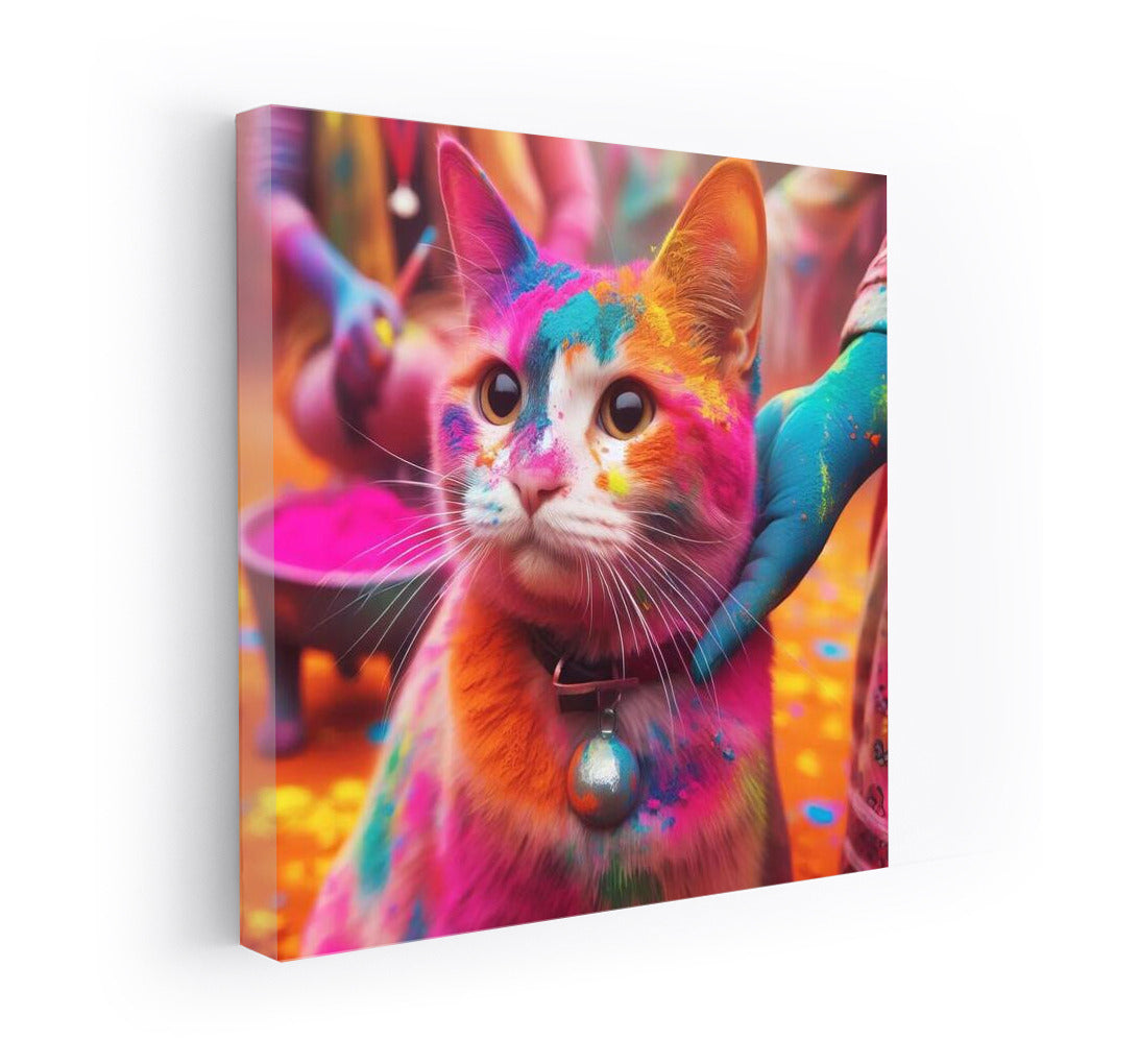 Colourful Cat in Holi Vortex
