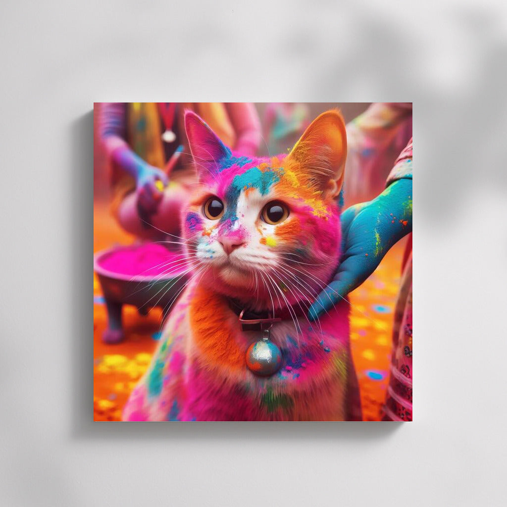 Colourful Cat in Holi Vortex