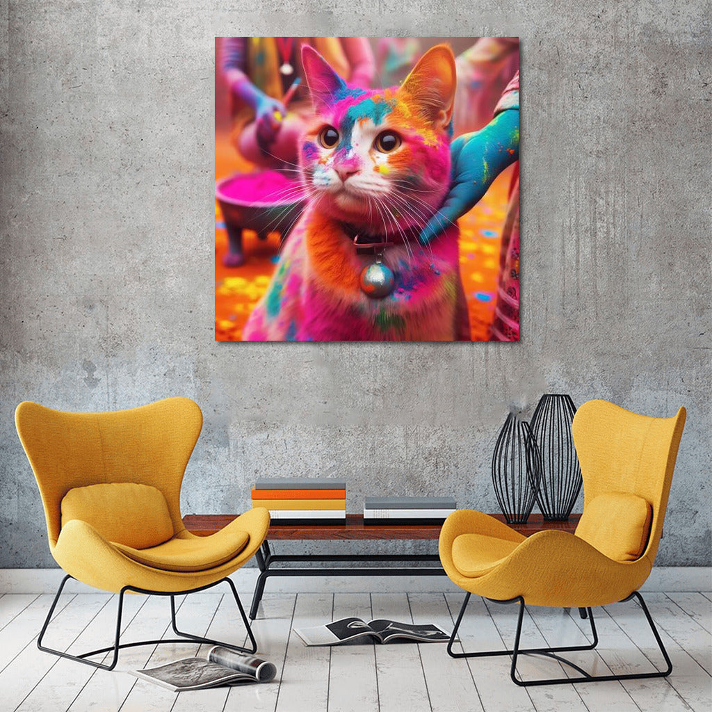 Colourful Cat in Holi Vortex