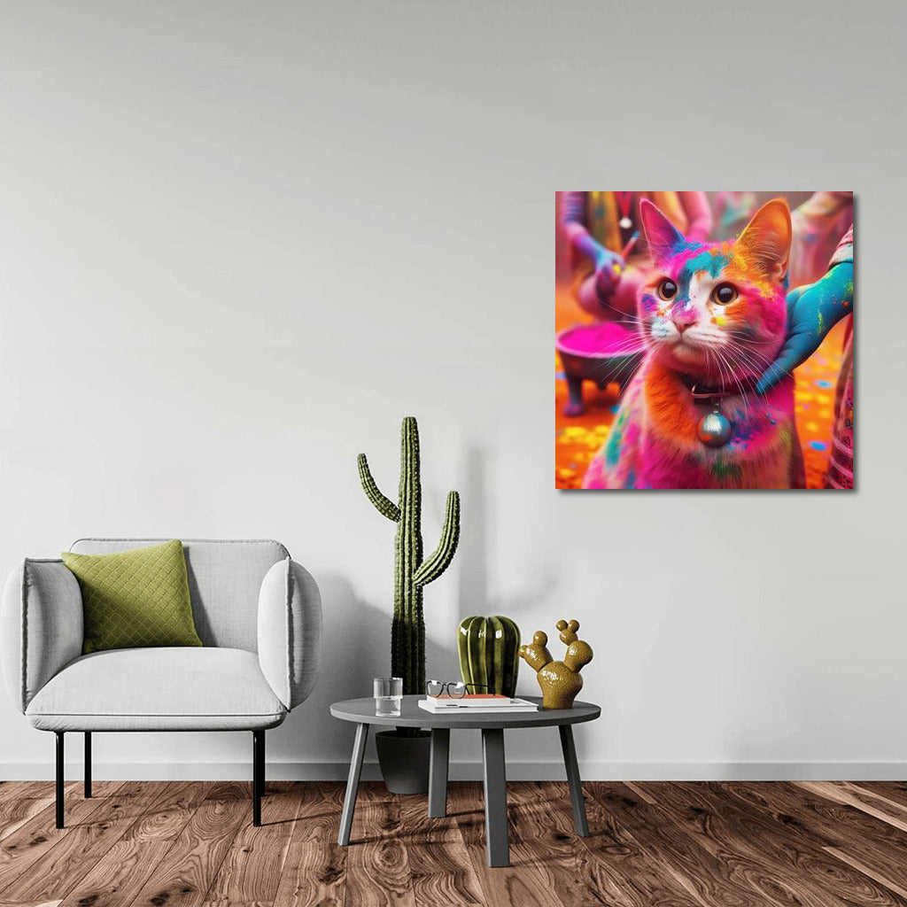 Colourful Cat in Holi Vortex