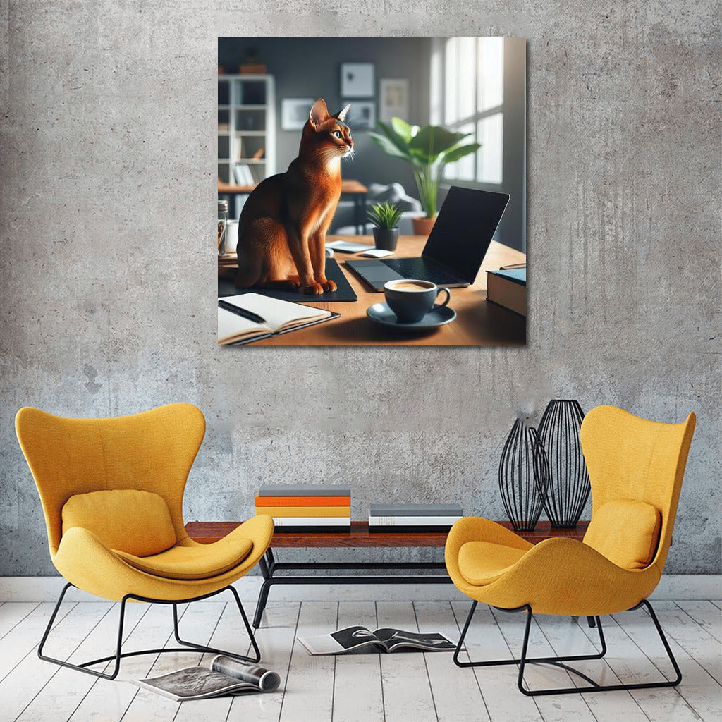 Abyssinian Cat in the Office: Workspace Inspiration