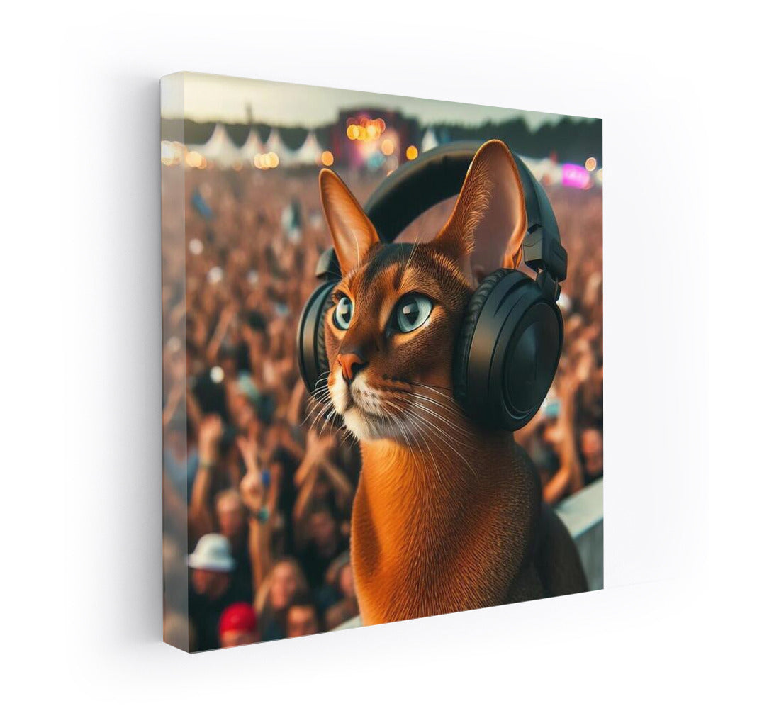 Abyssinian at the Music Festival: Cat in Stylish Headphones