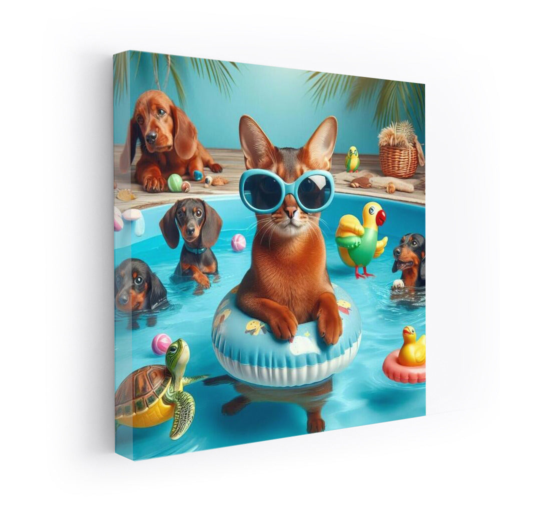 Abyssinian at Pool Party: Vivid Emotions
