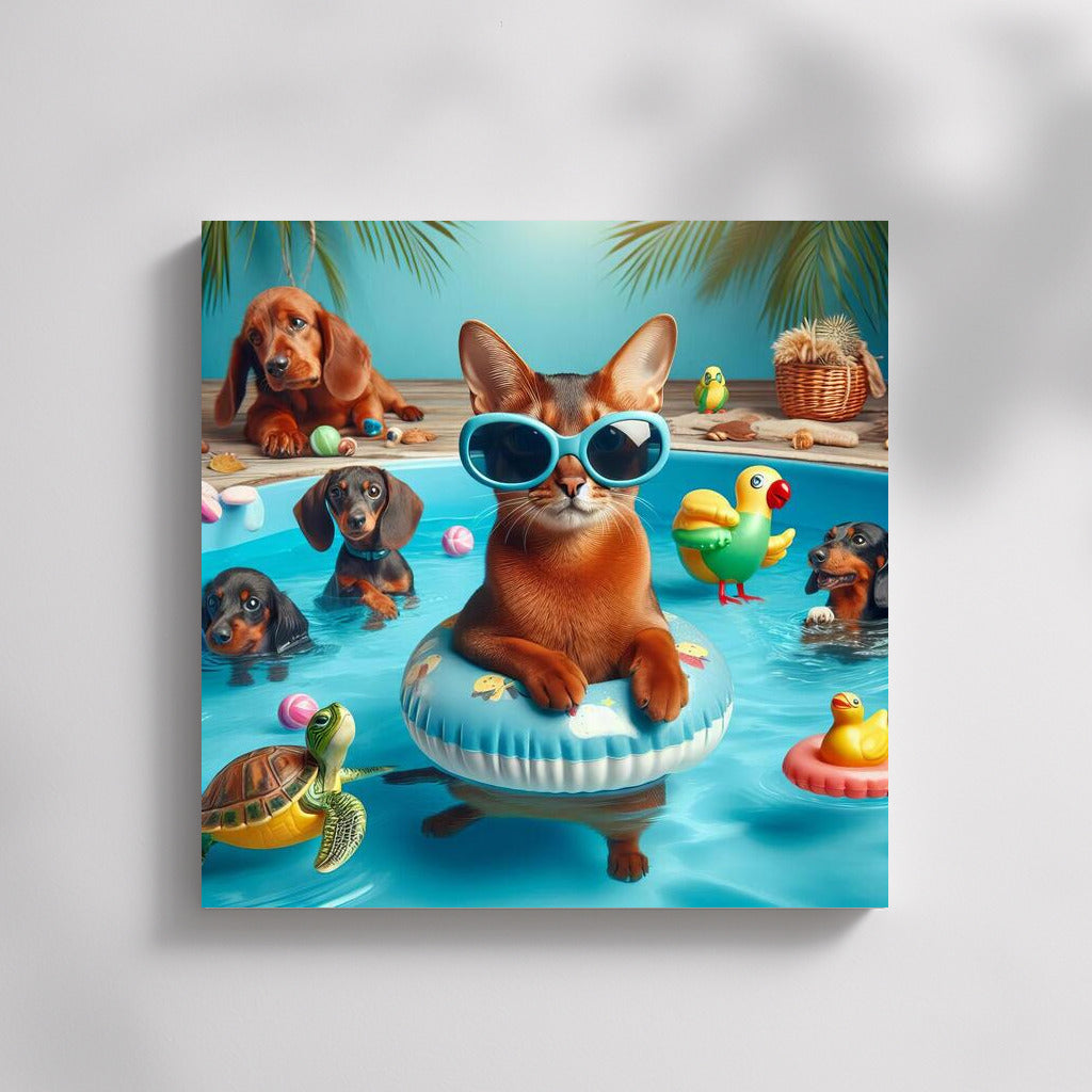 Abyssinian at Pool Party: Vivid Emotions