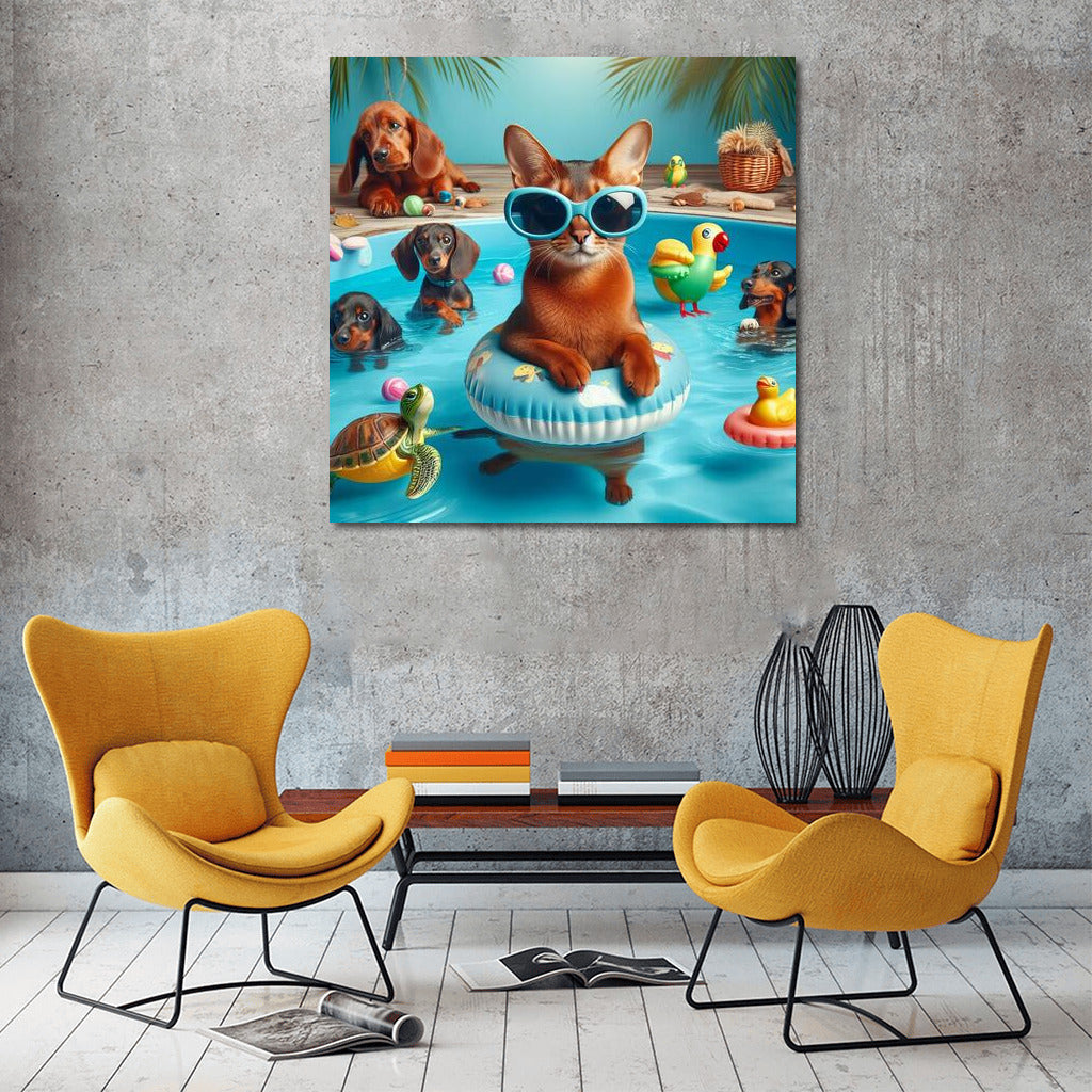 Abyssinian at Pool Party: Vivid Emotions