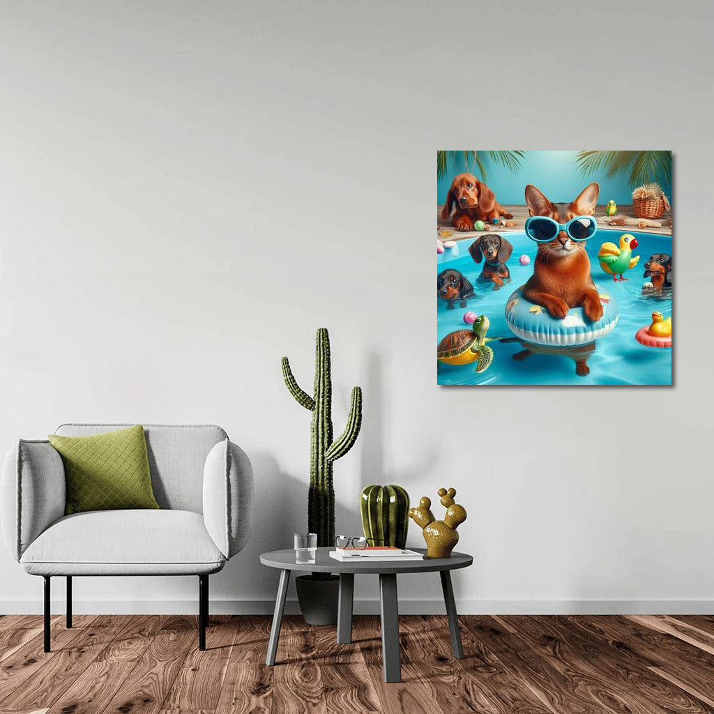 Abyssinian at Pool Party: Vivid Emotions