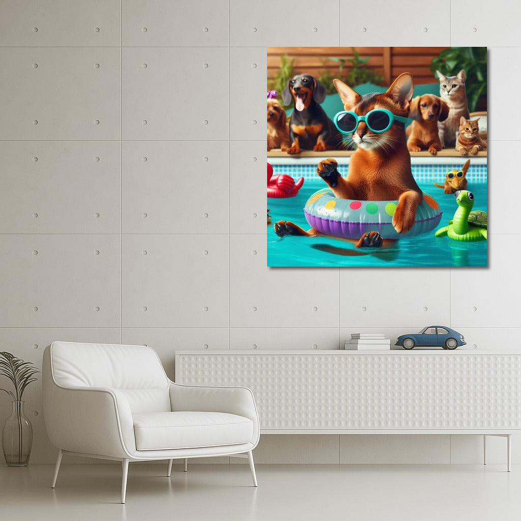 Abyssinian with Glasses: Fluffy Pool Party
