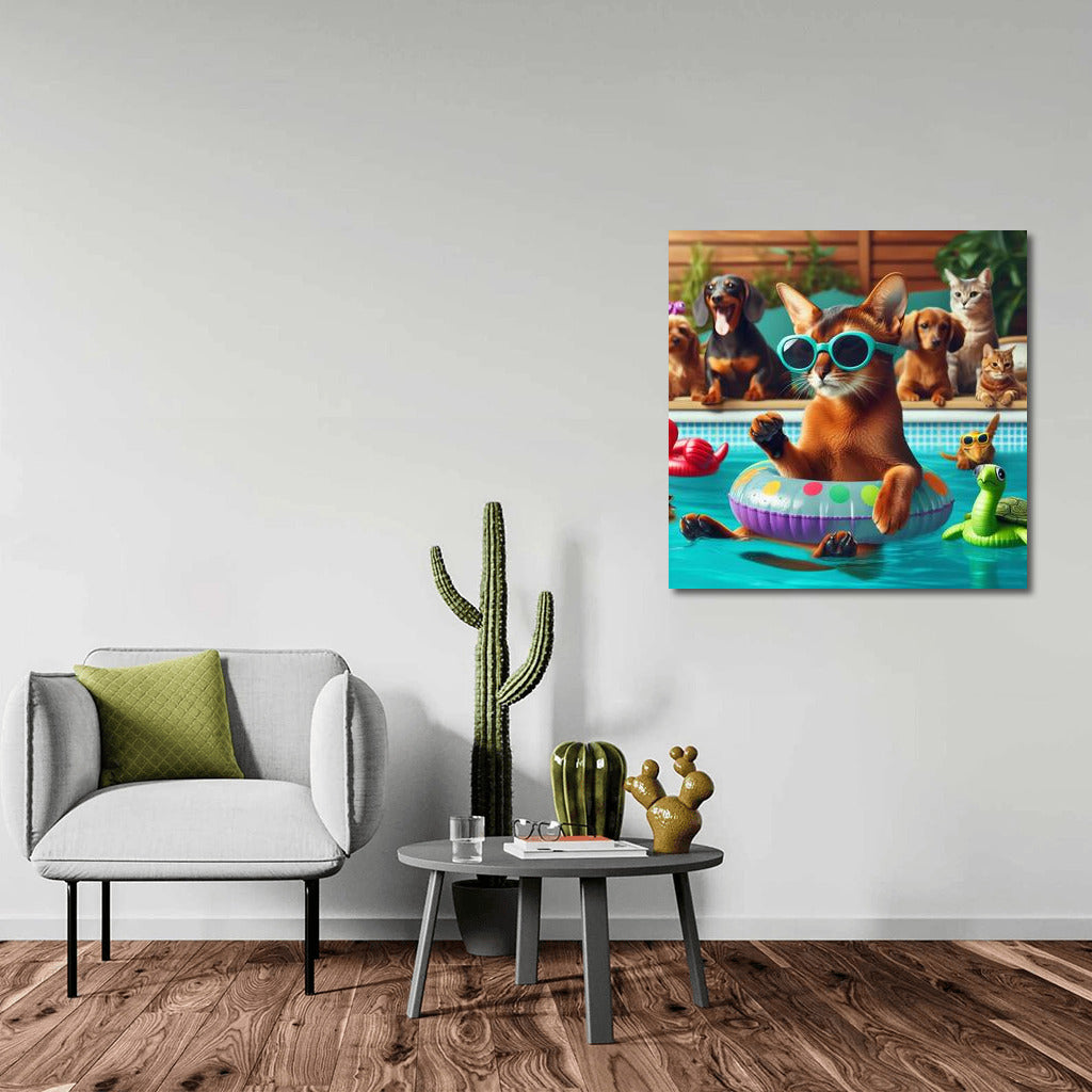 Abyssinian with Glasses: Fluffy Pool Party