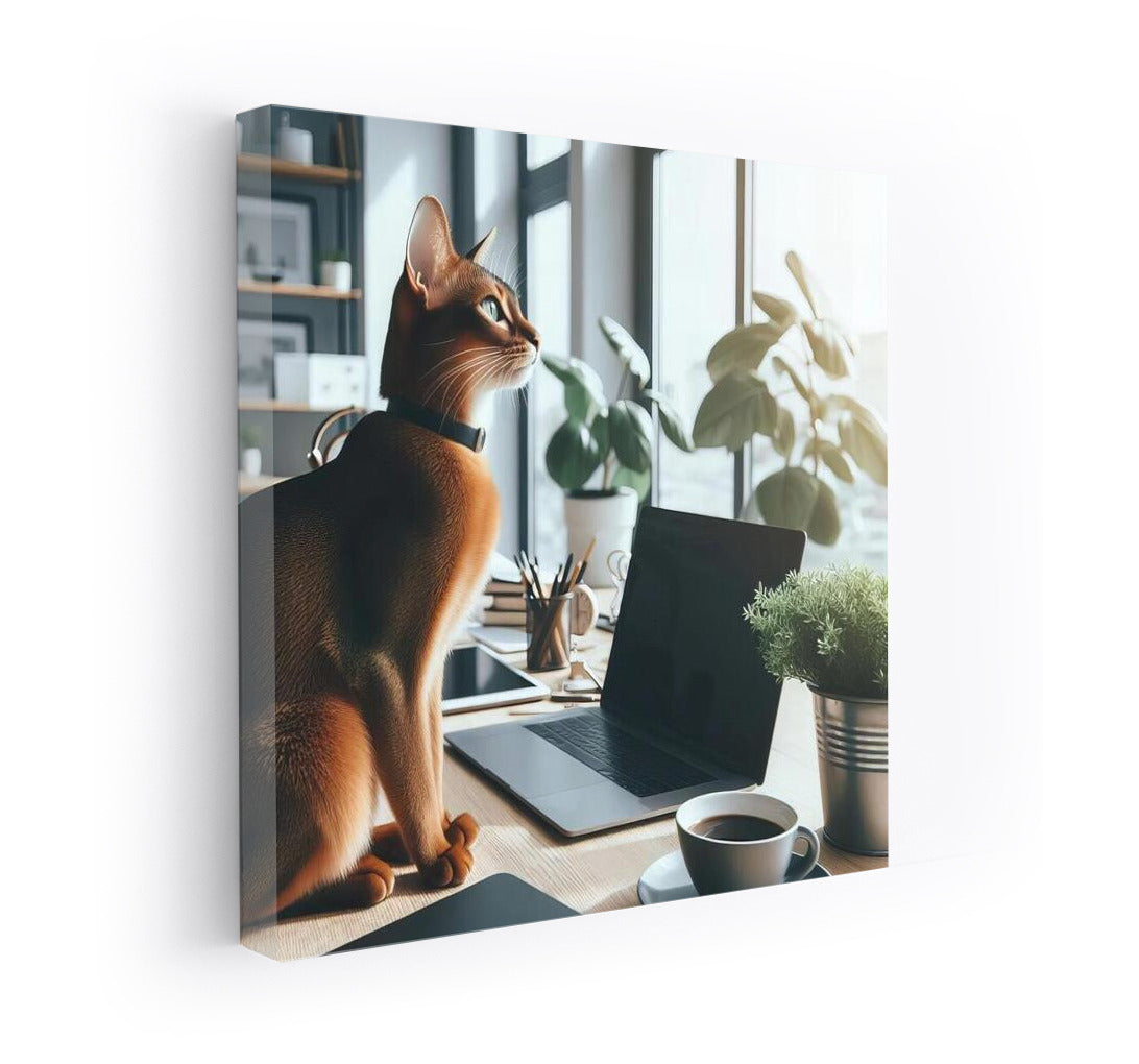 Abyssinian Cat in a Modern Office: Comfort and Inspiration
