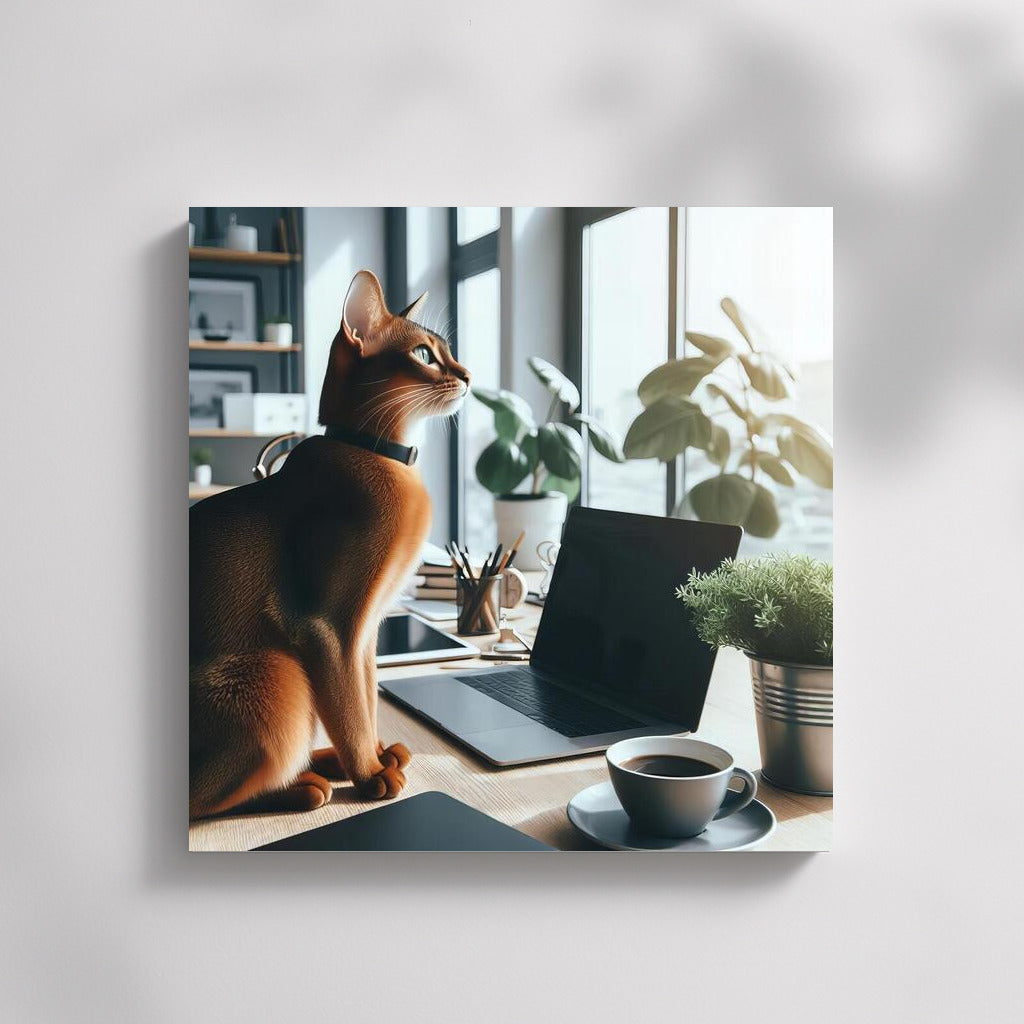 Abyssinian Cat in a Modern Office: Comfort and Inspiration