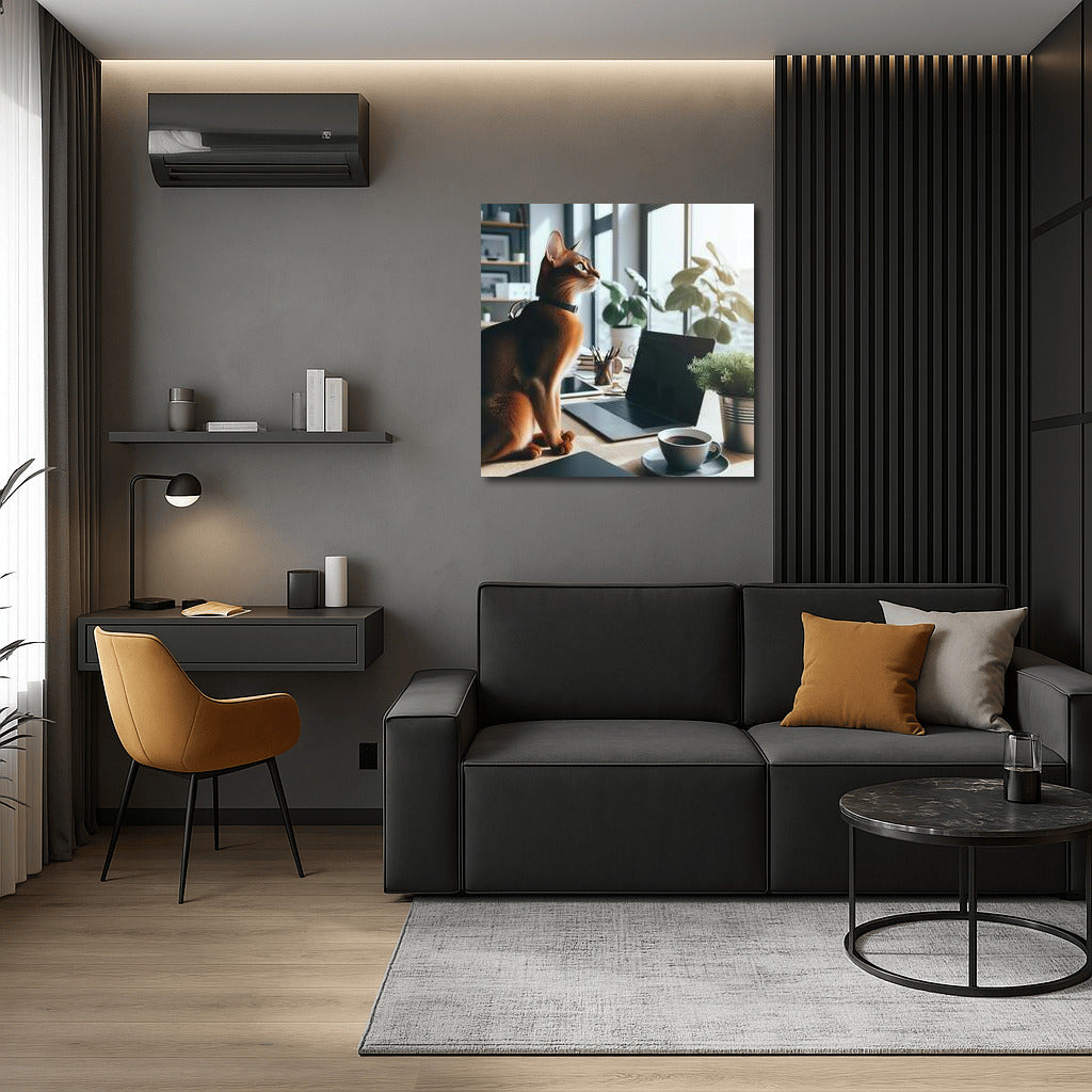 Abyssinian Cat in a Modern Office: Comfort and Inspiration