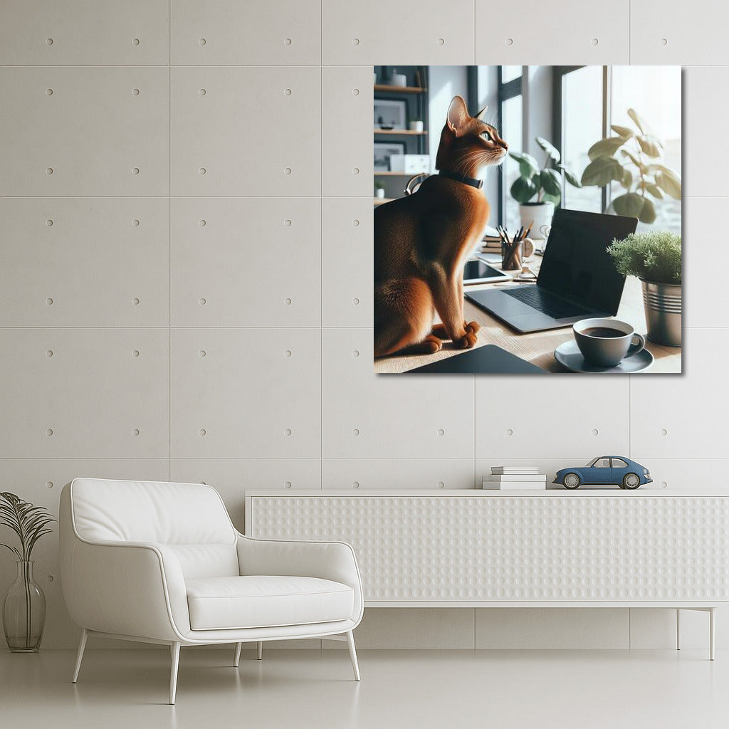 Abyssinian Cat in a Modern Office: Comfort and Inspiration
