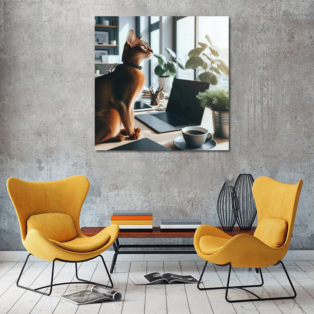 Abyssinian Cat in a Modern Office: Comfort and Inspiration