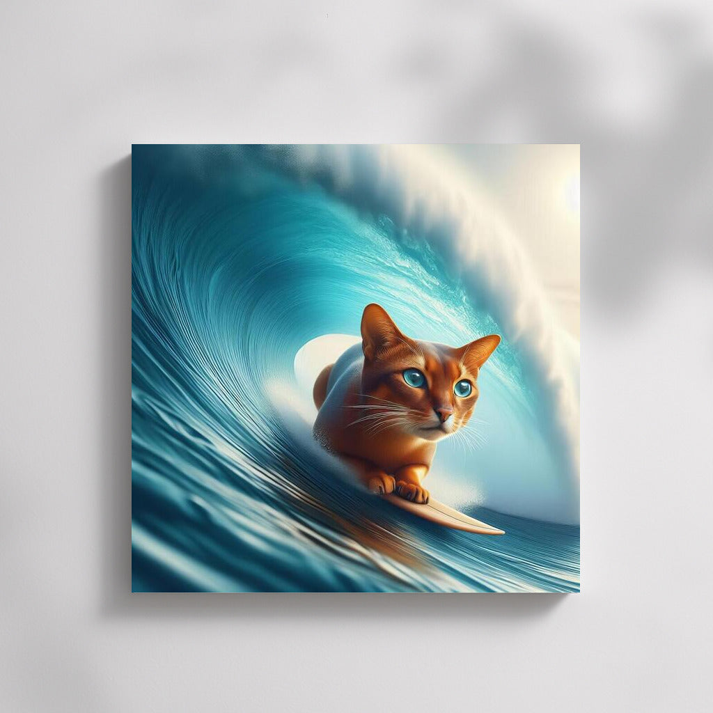 Abyssinian Cat on a Giant Wave: Energy and Inspiration for Your Interior