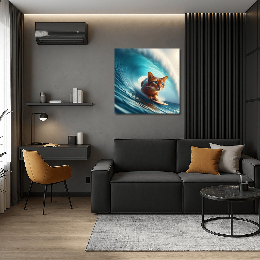 Abyssinian Cat on a Giant Wave: Energy and Inspiration for Your Interior