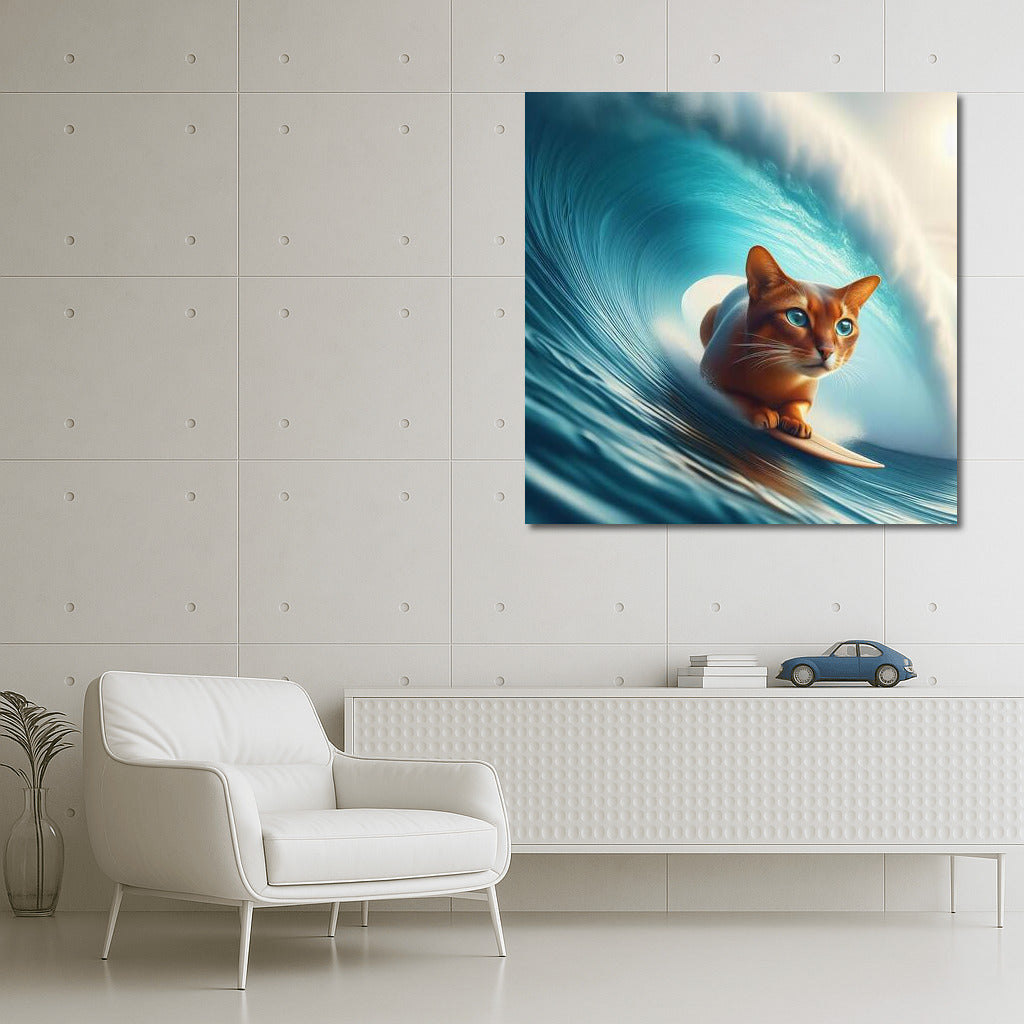 Abyssinian Cat on a Giant Wave: Energy and Inspiration for Your Interior