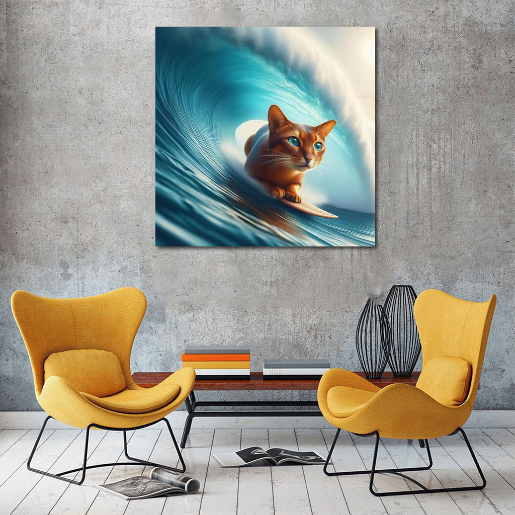 Abyssinian Cat on a Giant Wave: Energy and Inspiration for Your Interior